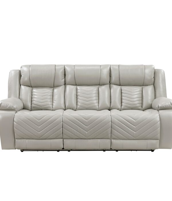 8457GRY-3PW Power Double Reclining Sofa ...