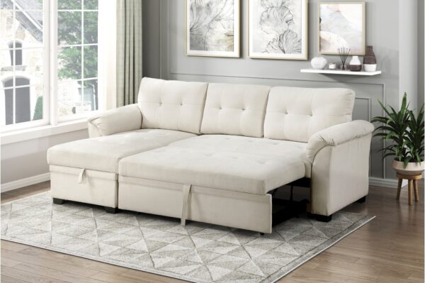 8477BEG Seating-Elara Collection 2-Piece Reversible Sectional...