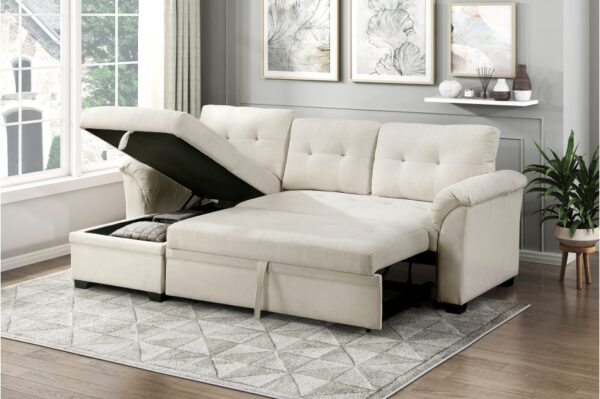 8477BEG Seating-Elara Collection 2-Piece Reversible Sectional...