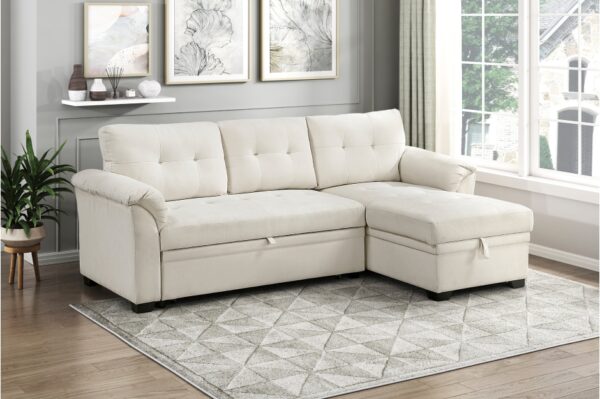 8477BEG Seating-Elara Collection 2-Piece Reversible Sectional...