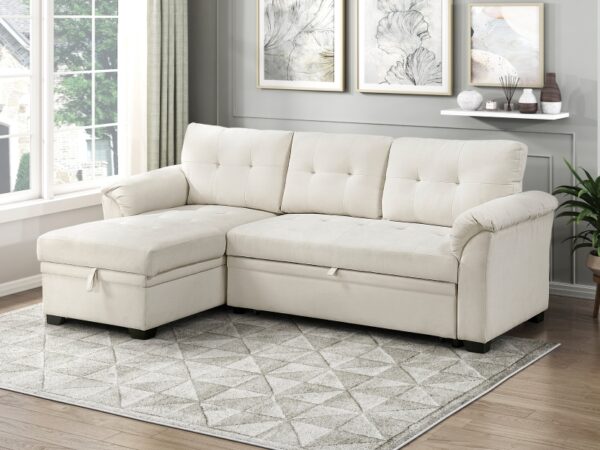 8477BEG Seating-Elara Collection 2-Piece Reversible Sectional...