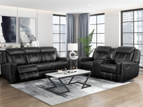 8516BK Seating-Littleton Collection 2pc Set: Sofa, Love