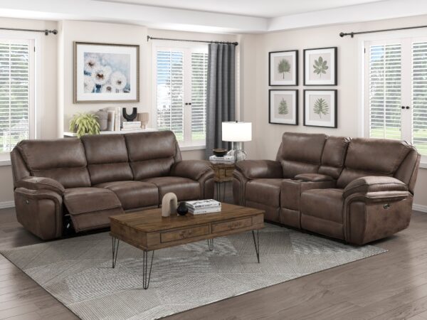 8517BRW-PW Seating-Proctor Collection 2pc Set: Sofa, Love (Power)