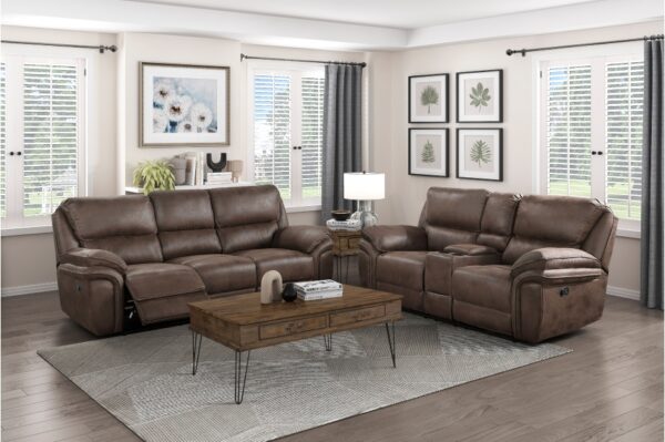 8517BRW Seating-Proctor Collection 2pc Set: Sofa, Love