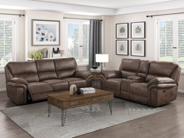 8517BRW Seating-Proctor Collection 2pc Set: Sofa, Love