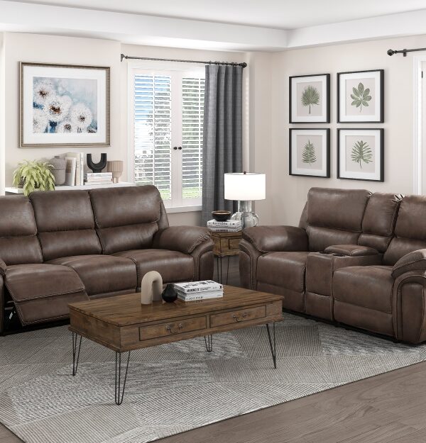 8517BRW Seating-Proctor Collection 2pc Set: Sofa, Love