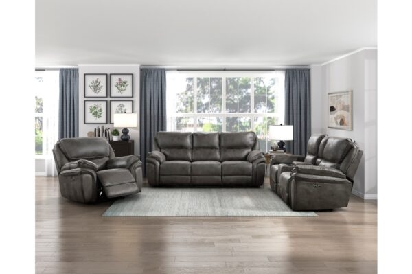 8517GRY-PW Seating-Proctor Collection 2pc Set: Sofa, Love (Power)