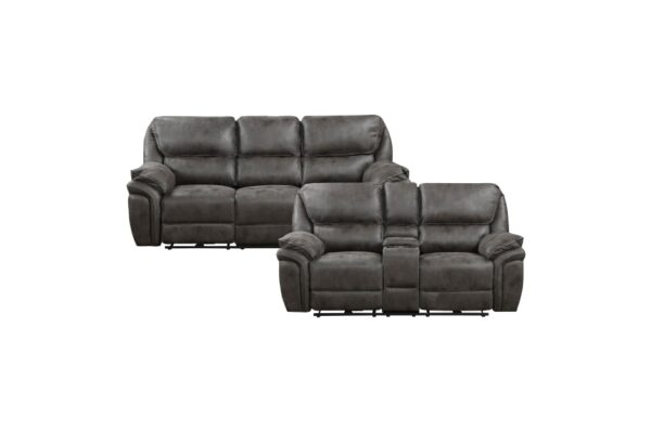 8517GRY-PW Seating-Proctor Collection 2pc Set: Sofa, Love (Power)