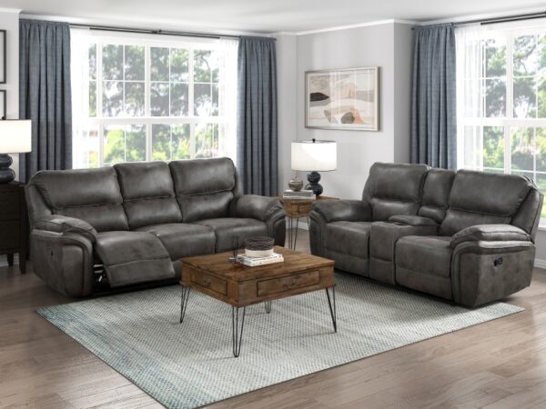8517GRY Seating-Proctor Collection 2pc Set: Sofa, Love