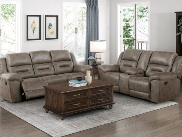 8538BR Seating-Hazen Collection 2pc Set: Sofa, Love