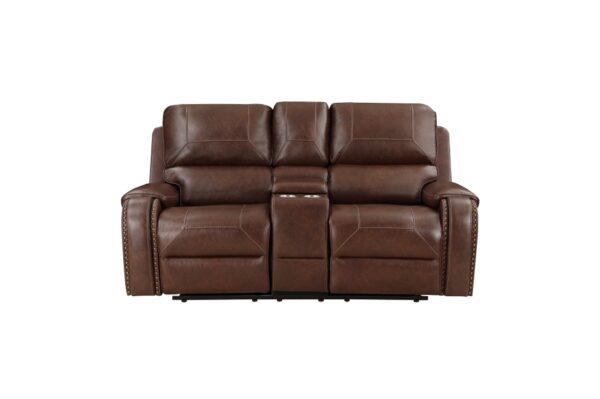 8549BRW Seating-Newnan Collection 2pc Set: Sofa, Love