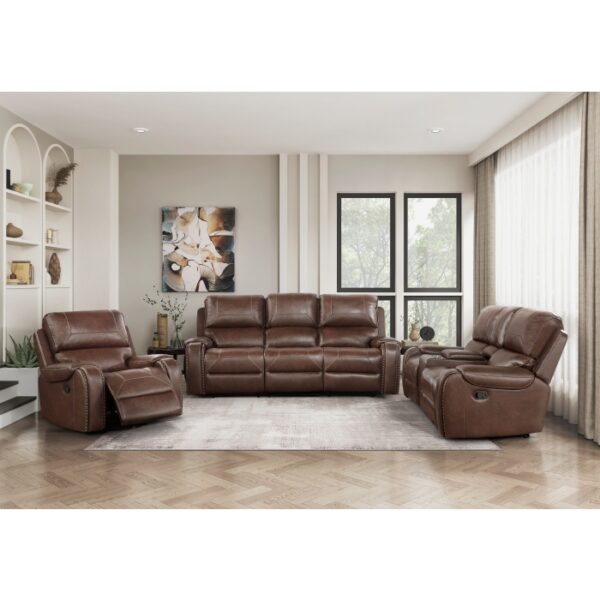 8549BRW-3 Double Reclining Sofa with C...