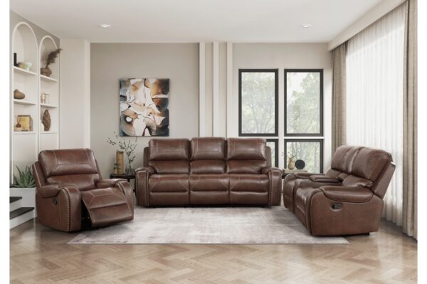 8549BRW Seating-Newnan Collection 2pc Set: Sofa, Love