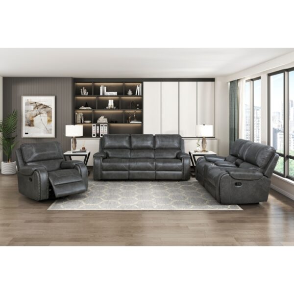 8549GRY-3 Double Reclining Sofa with C...