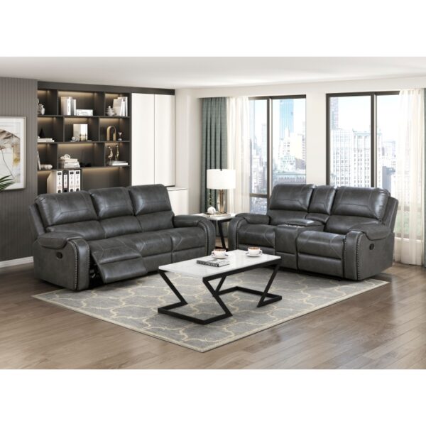 8549GRY-3 Double Reclining Sofa with C...