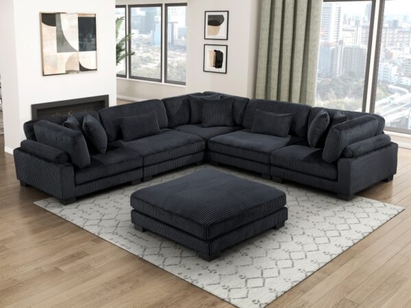 8555BK Seating-Traverse Collection 6-Piece Modular Sectional wi...