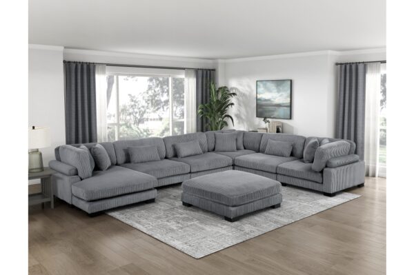 8555GY Seating-Traverse Collection 6-Piece Modular Sectional wi...