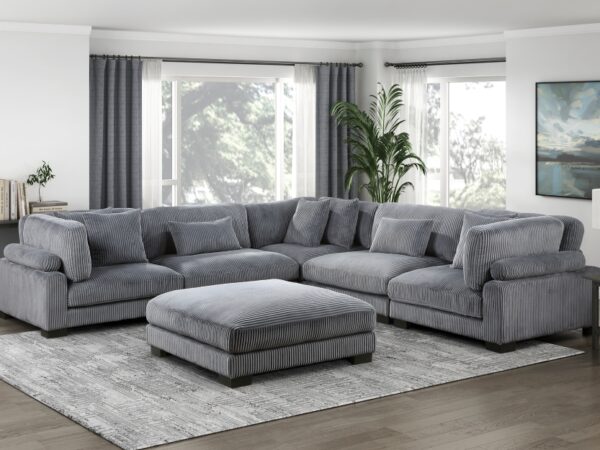8555GY Seating-Traverse Collection 6-Piece Modular Sectional wi...