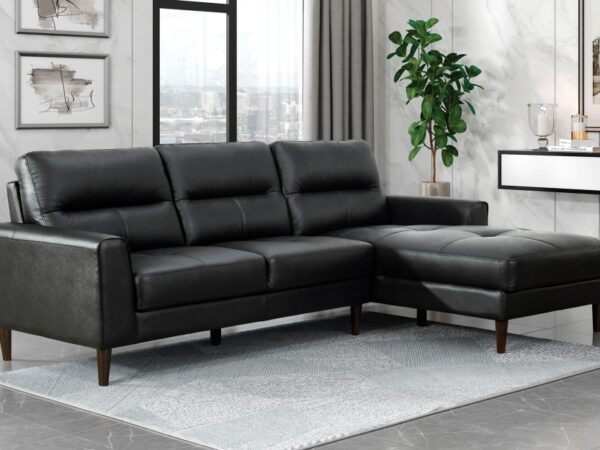 8566BLK-SC Seating-Lewes Collection 2-Piece Sectional with Right...