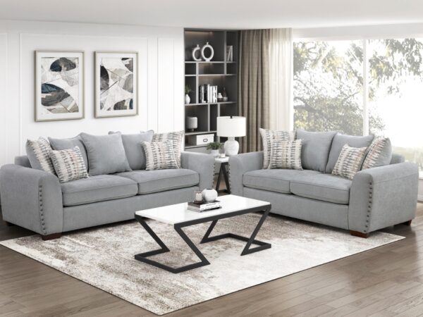 8579GY Seating-Silverthorne Collection 2pc Set: Sofa, Love