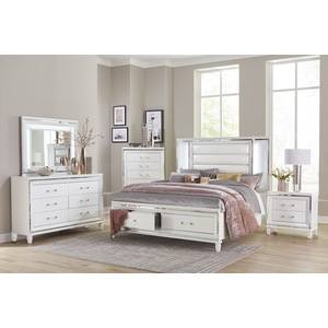 HE-1616W-1  Queen Platform Bed with LED Lighting and Footboard Storage