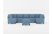 9557BUE Seating-Garren Collection 8-Piece Sectional with Stora...