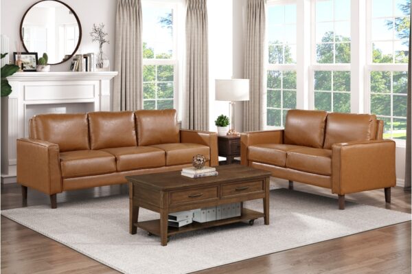 9203BRW Seating-Malcolm Collection 2pc Set: Sofa, Love