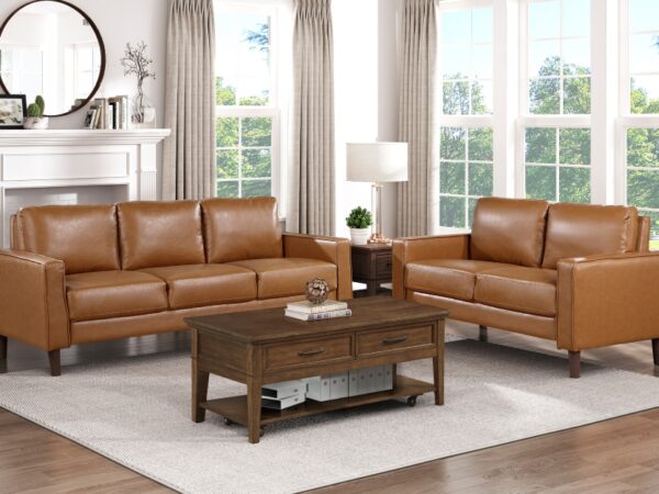 9203BRW Seating-Malcolm Collection 2pc Set: Sofa, Love