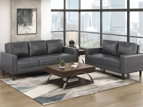 9203DGY Seating-Malcolm Collection 2pc Set: Sofa, Love