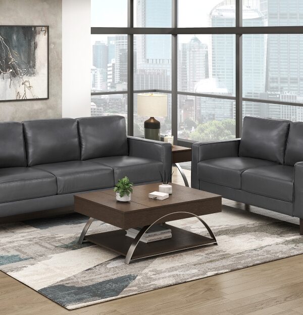 9203DGY Seating-Malcolm Collection 2pc Set: Sofa, Love