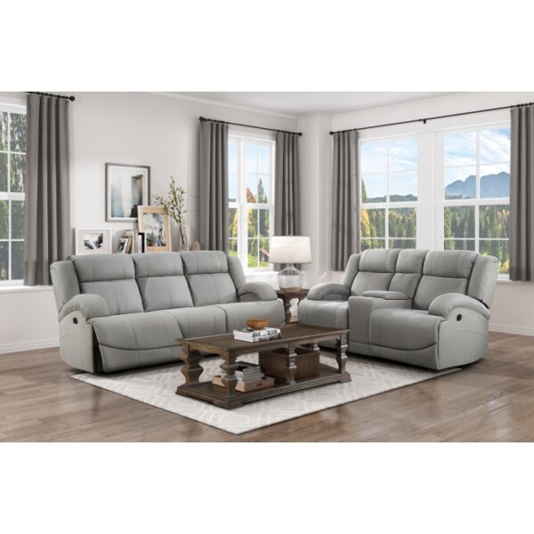 9207GRY-3 Double Reclining Sofa