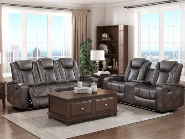 9211BRG Seating-Tabor Collection 2pc Set: Sofa, Love (Power)