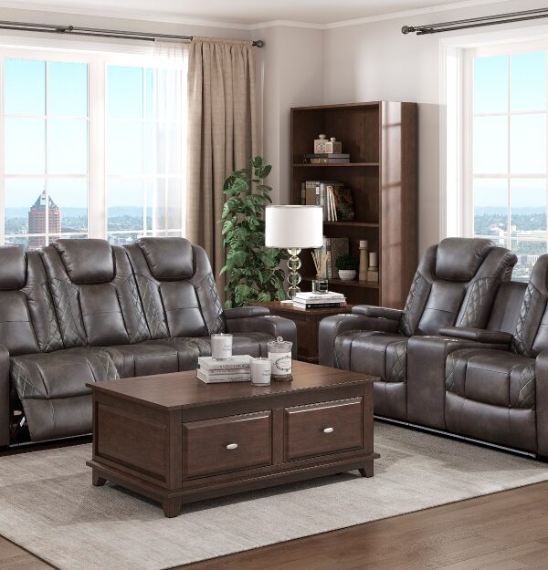 9211BRG Seating-Tabor Collection 2pc Set: Sofa, Love (Power)