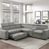 9219GY Seating-Farrah Collection 3-Piece Sectional with Adjus...