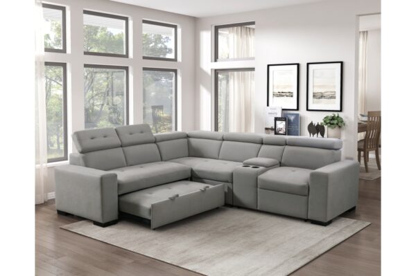 9219GY Seating-Farrah Collection 3-Piece Sectional with Adjus...