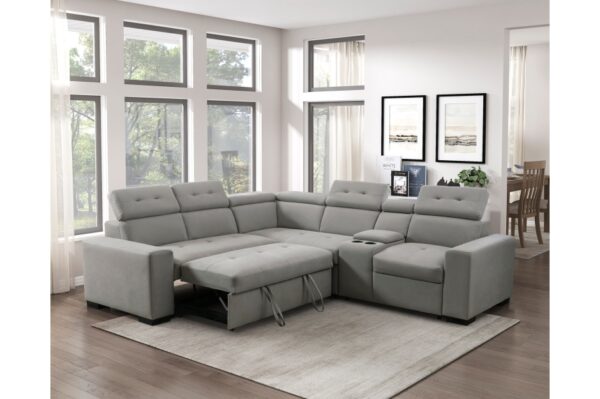 9219GY Seating-Farrah Collection 3-Piece Sectional with Adjus...