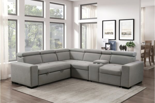 9219GY Seating-Farrah Collection 3-Piece Sectional with Adjus...