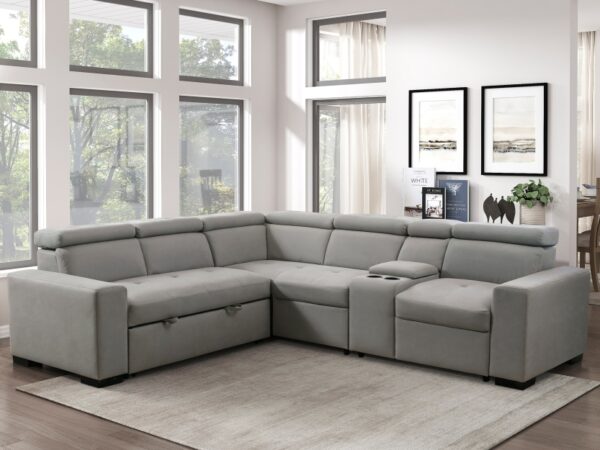 9219GY Seating-Farrah Collection 3-Piece Sectional with Adjus...