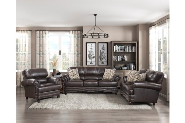 9268BRW Seating-Milford Collection 2pc Set: Sofa, Love