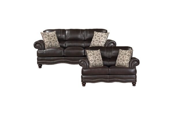 9268BRW Seating-Milford Collection 2pc Set: Sofa, Love