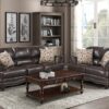 9268BRW Seating-Milford Collection 2pc Set: Sofa, Love