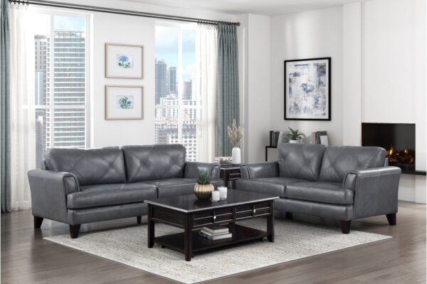 9279BGY Seating-Thierry Collection 2pc Set: Sofa, Love