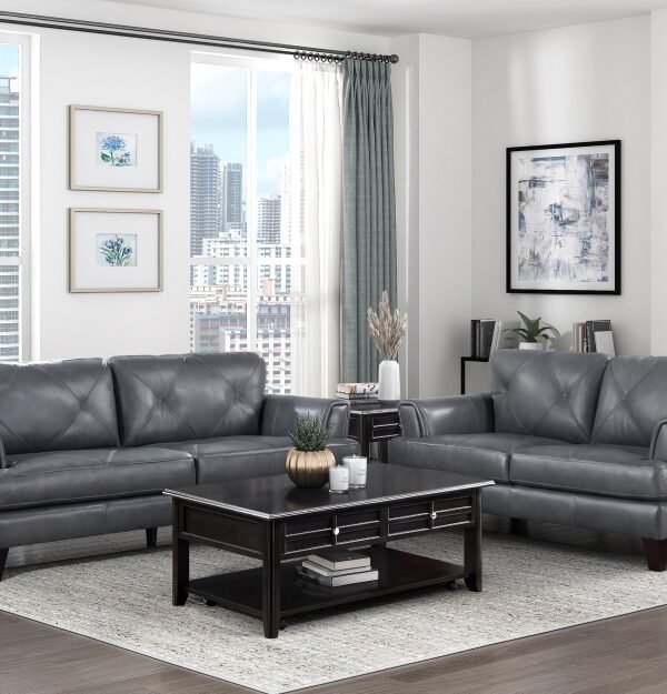 9279BGY Seating-Thierry Collection 2pc Set: Sofa, Love