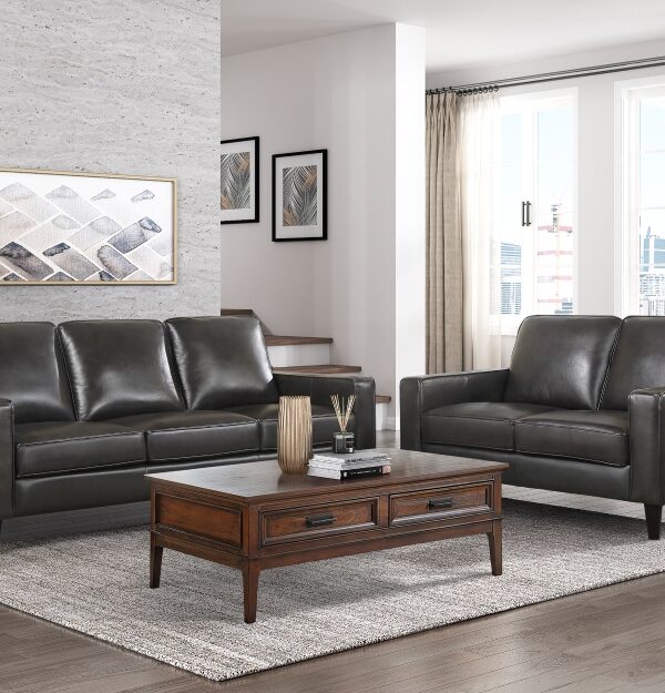 9294GRY Seating-Aldrich Collection 2pc Set: Sofa, Love