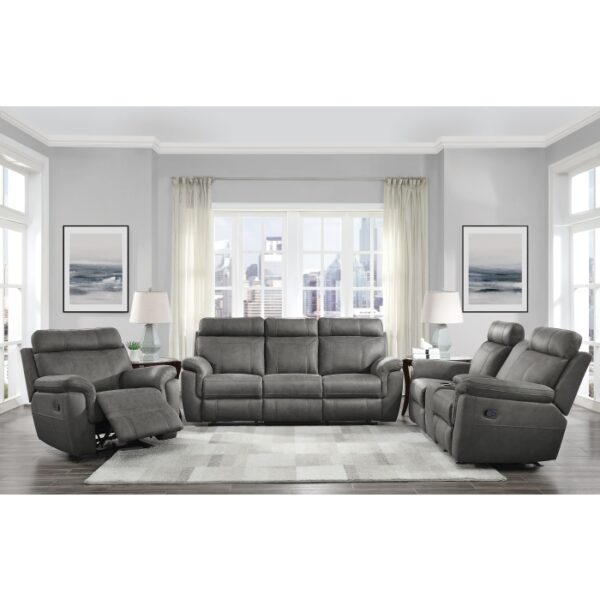 9301GRY-3 Double Reclining Sofa with C...