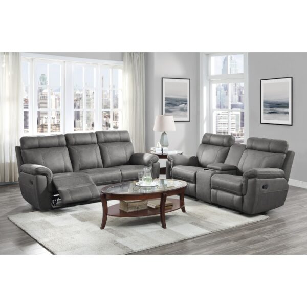9301GRY-3 Double Reclining Sofa with C...