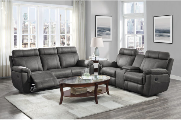 9301GRY Seating-Clifton Collection 2pc Set: Sofa, Love