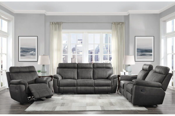 9301GRY Seating-Clifton Collection 2pc Set: Sofa, Love