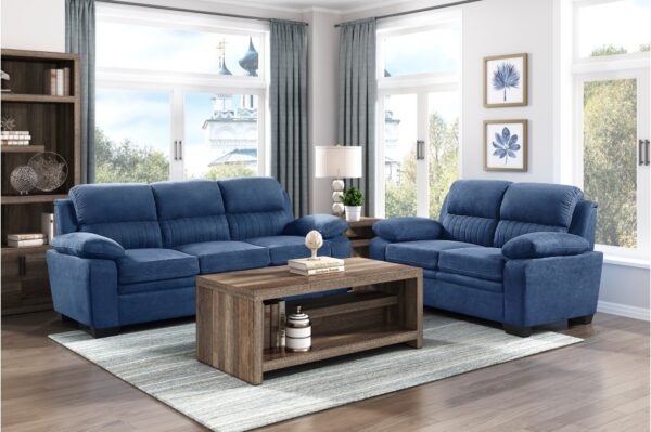 9333BU Seating-Holleman Collection 2pc Set: Sofa, Love