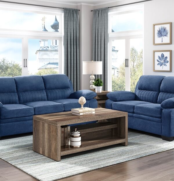 9333BU Seating-Holleman Collection 2pc Set: Sofa, Love